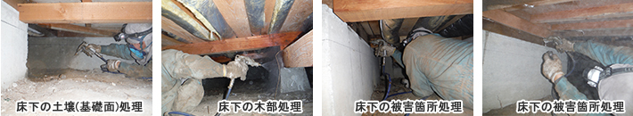 床下の土壌(基礎面)処理・床下の木部処理・床下の被害箇所処理